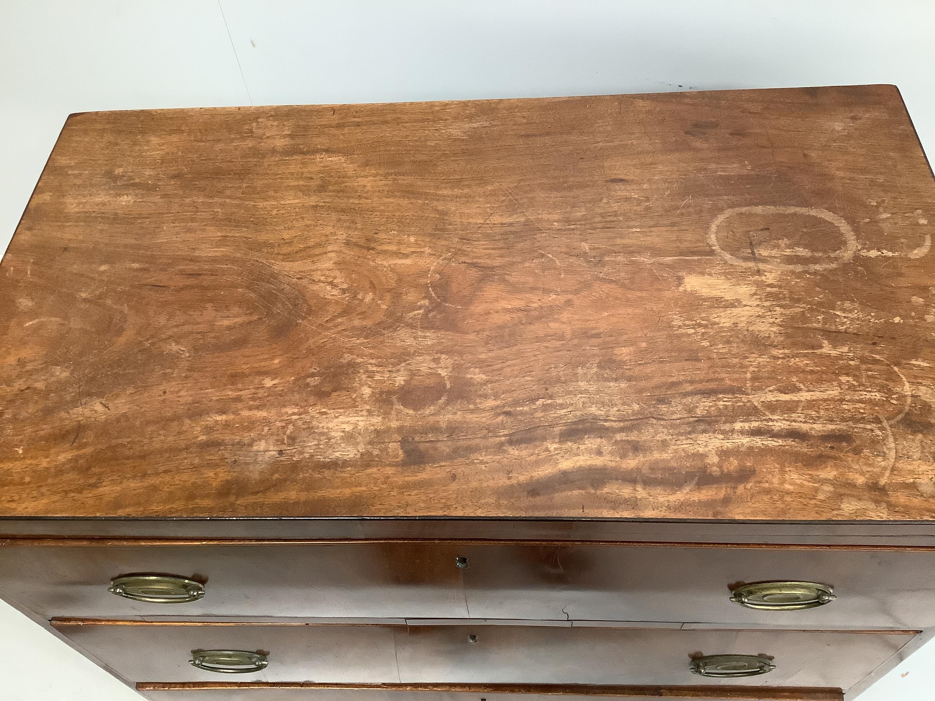 A small Regency mahogany three drawer chest, width 82cm, depth 45cm, height 85cm
